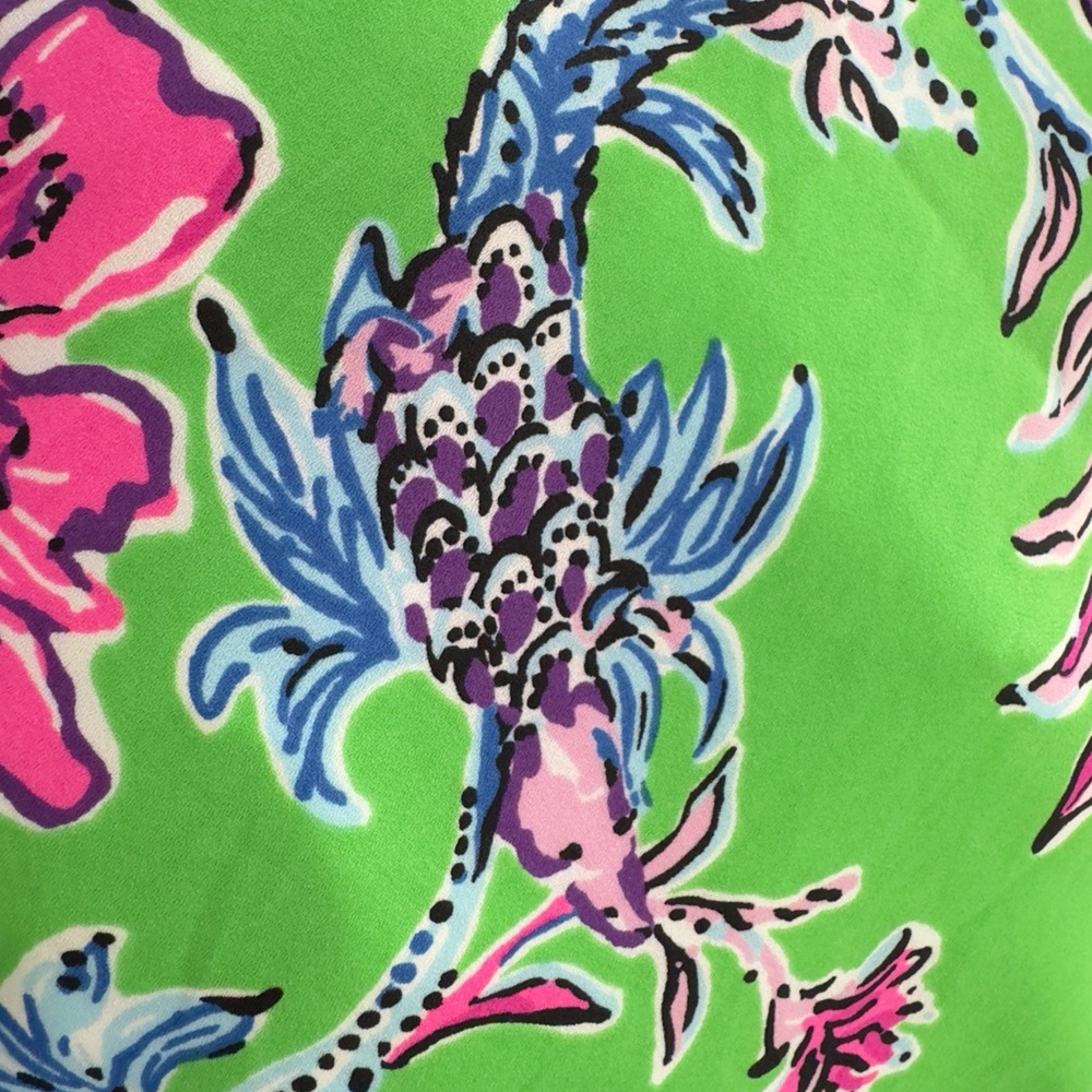 Lilly Pulitzer Cristiana Stretch Midi Dress Gecko Green Brewsters Blooms Sz 00 - Picture 10 of 16